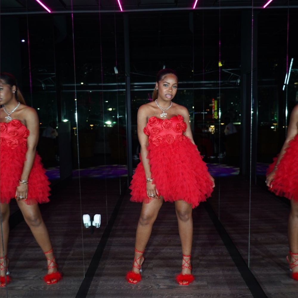 Fashion Nova Red Strapless A-line Cocktail Dress